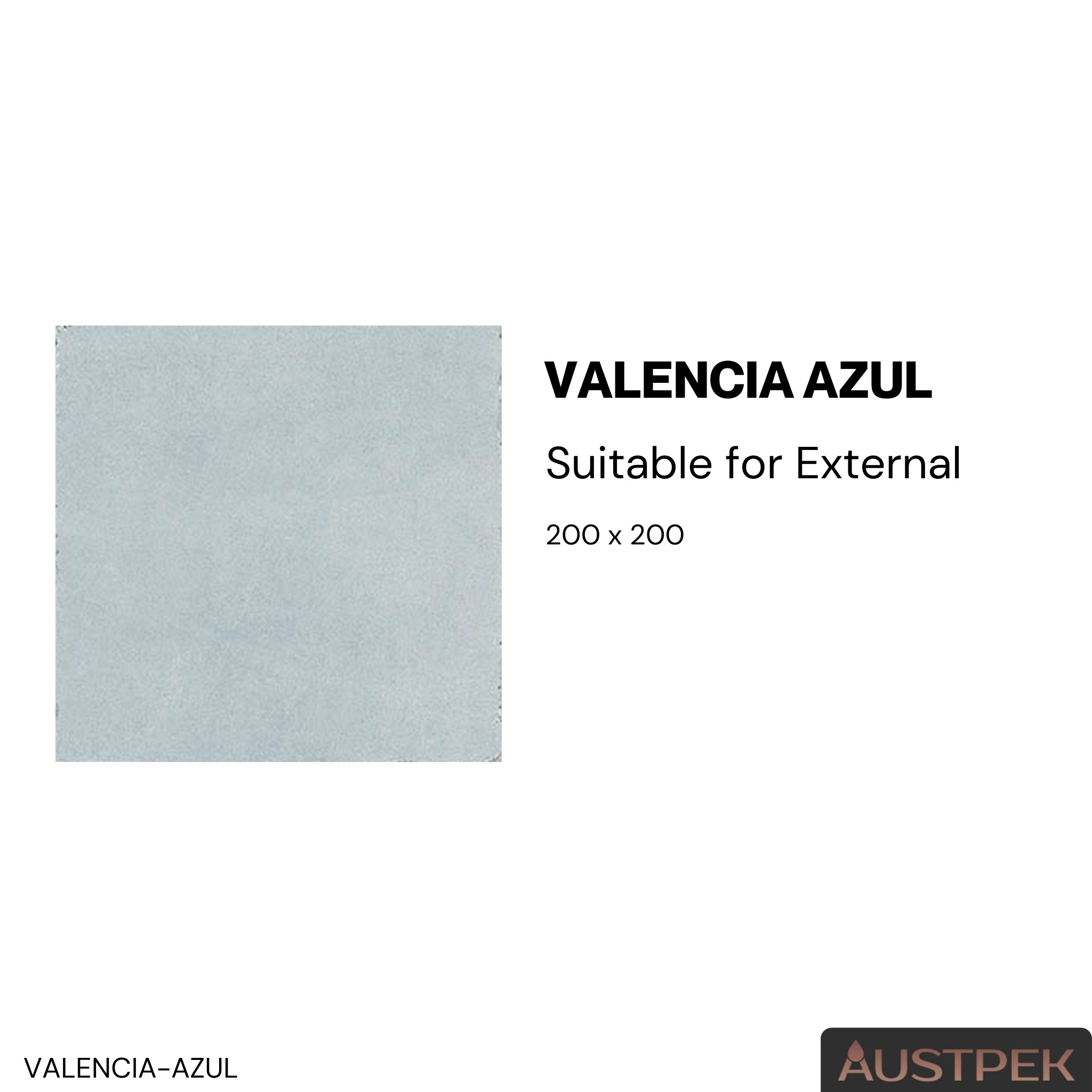 DUNE CERAMICA VALENCIA AZUL MATTE 200X200MM SQUARE TILE (PER BOX)