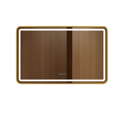 MERCIO VENUS FRAMED RECTANGULAR LED MIRROR BRUSHED GOLD 1200X750MM