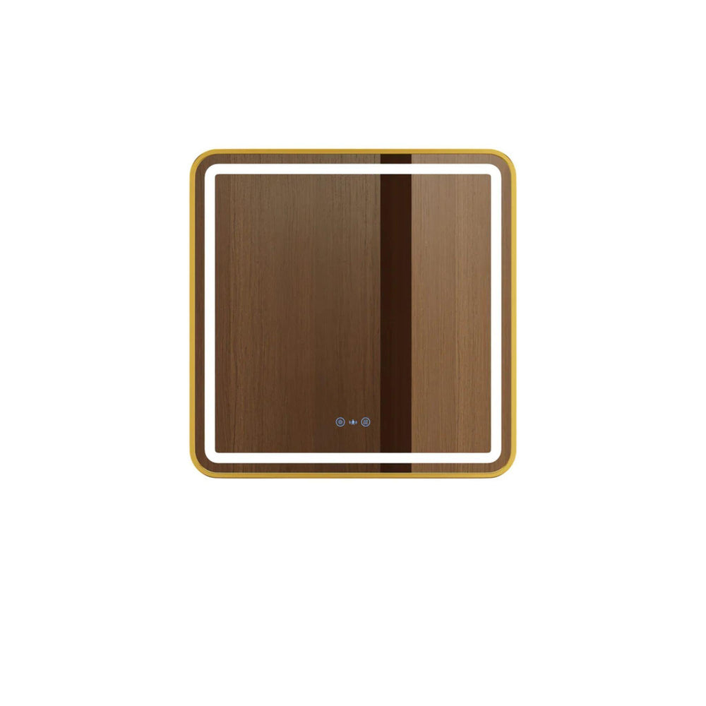 MERCIO VENUS FRAMED RECTANGULAR LED MIRROR BRUSHED GOLD 750X900MM