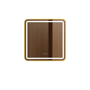 MERCIO VENUS FRAMED RECTANGULAR LED MIRROR BRUSHED GOLD 750X900MM