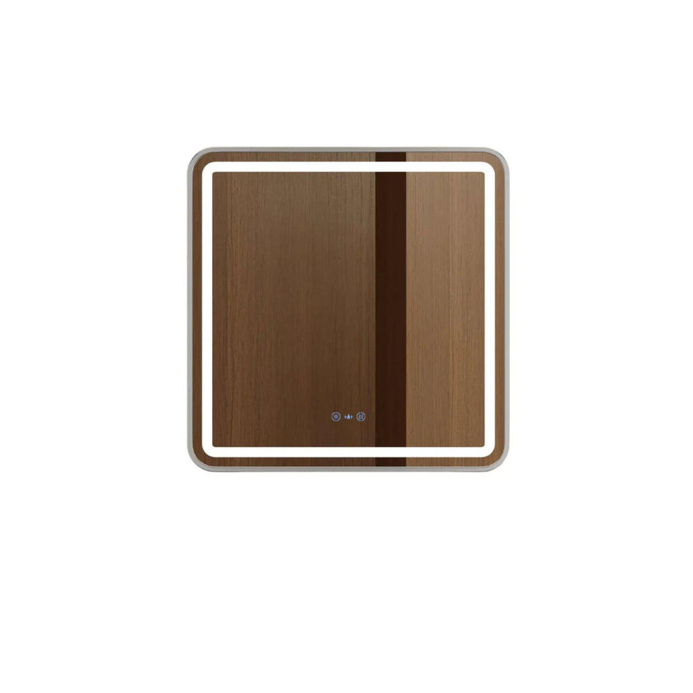MERCIO VENUS FRAMED RECTANGULAR LED MIRROR BRUSHED NICKEL 750X900MM