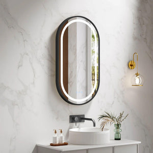 MERCIO VENUS FRAMED OVAL LED MIRROR MATTE BLACK 500X900MM