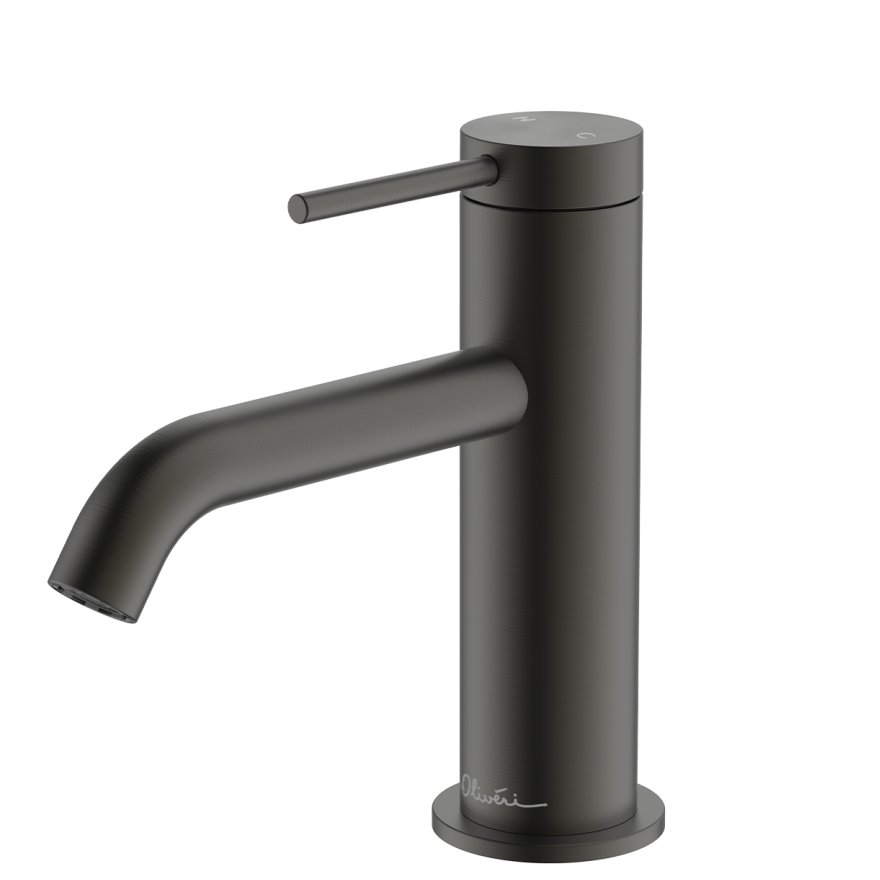 OLIVERI VENICE LEAD FREE CURVED BASIN MIXER 153MM GUN METAL