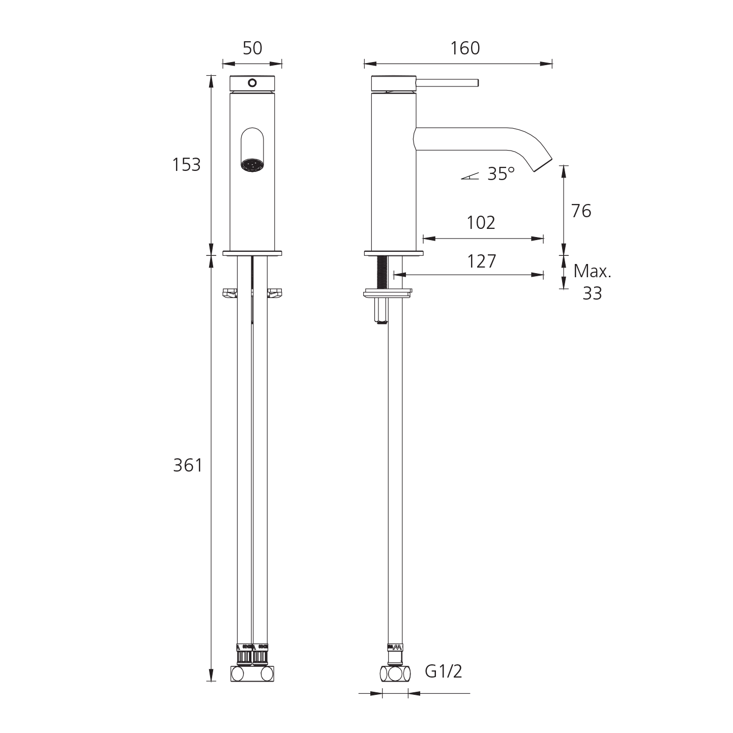 OLIVERI VENICE LEAD FREE CURVED BASIN MIXER 153MM CLASSIC GOLD