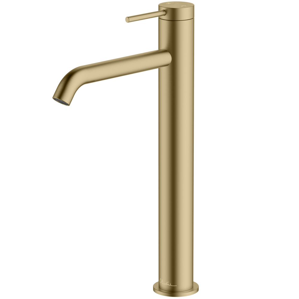 OLIVERI VENICE CURVED TOWER BASIN MIXER 318MM CLASSIC GOLD