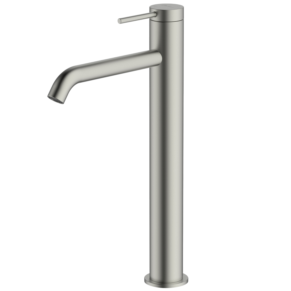 OLIVERI VENICE CURVED TALL BASIN MIXER 318MM BRUSHED NICKEL