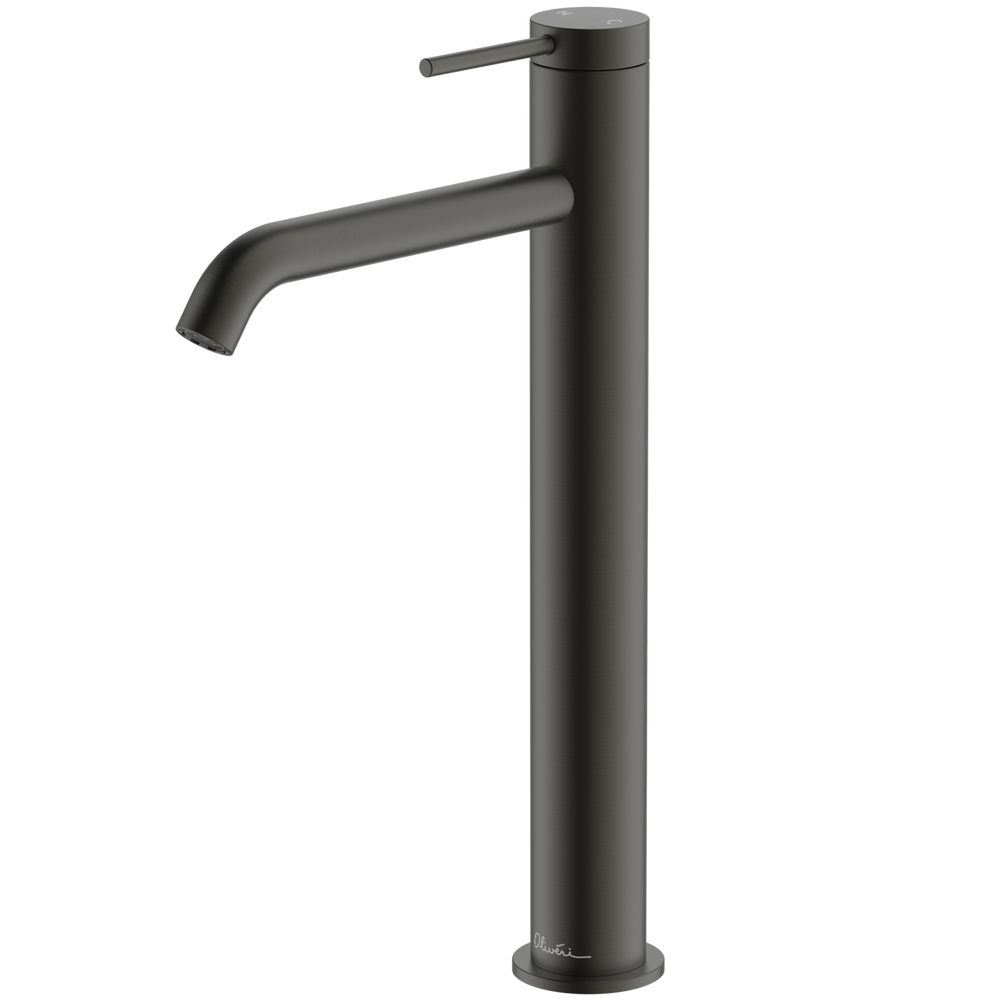 OLIVERI VENICE CURVED TOWER BASIN MIXER 318MM GUN METAL