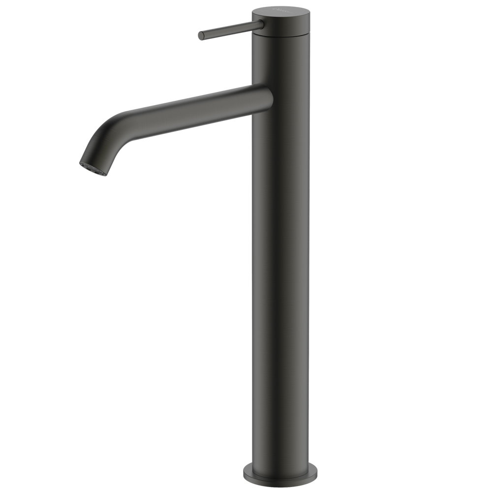 OLIVERI VENICE CURVED TALL BASIN MIXER 318MM GUN METAL
