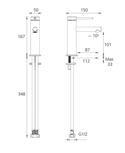 OLIVERI VENICE STRAIGHT BASIN MIXER 167MM CHROME