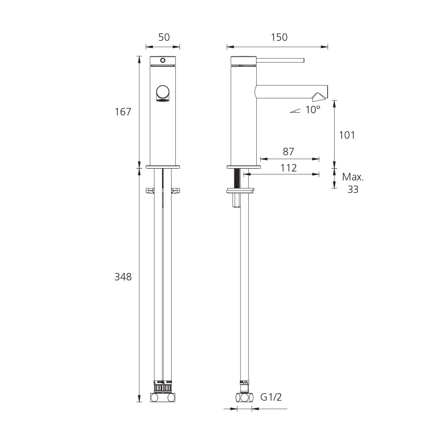 OLIVERI VENICE LEAD FREE STRAIGHT BASIN MIXER 167MM BRUSHED NICKEL