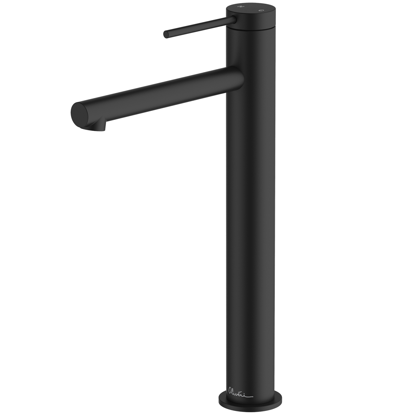 OLIVERI VENICE LEAD FREE STRAIGHT TOWER BASIN MIXER 318MM MATTE BLACK