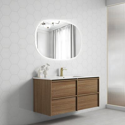 AULIC VENETTA HARVEST OAK 1200MM SINGLE BOWL FRAMED WALL HUNG VANITY