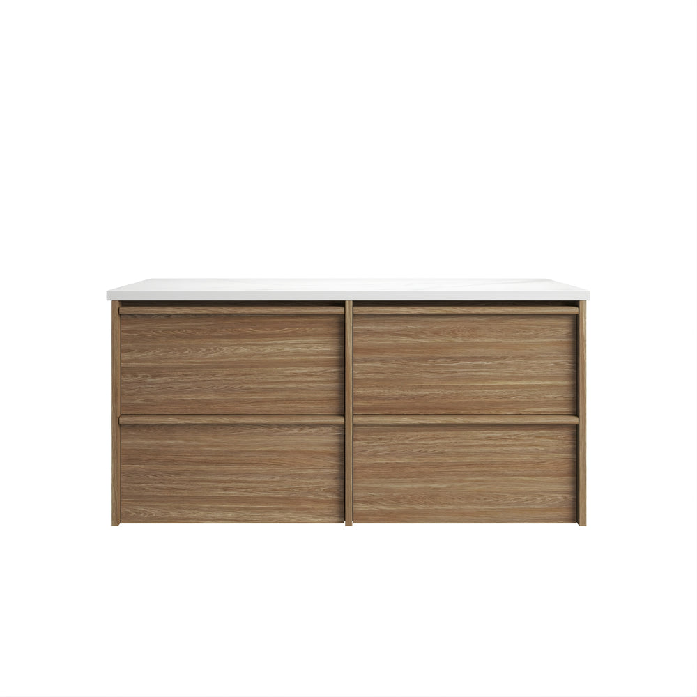AULIC VENETTA HARVEST OAK 1200MM SINGLE BOWL FRAMED WALL HUNG VANITY