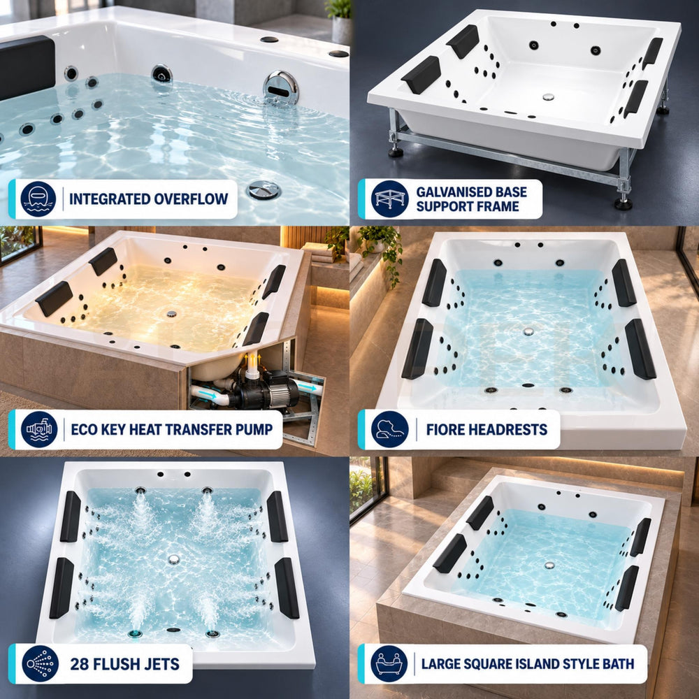 DECINA VENICE INSET DOLCE VITA SPA BATH GLOSS WHITE 1400MM WITH 28-JETS