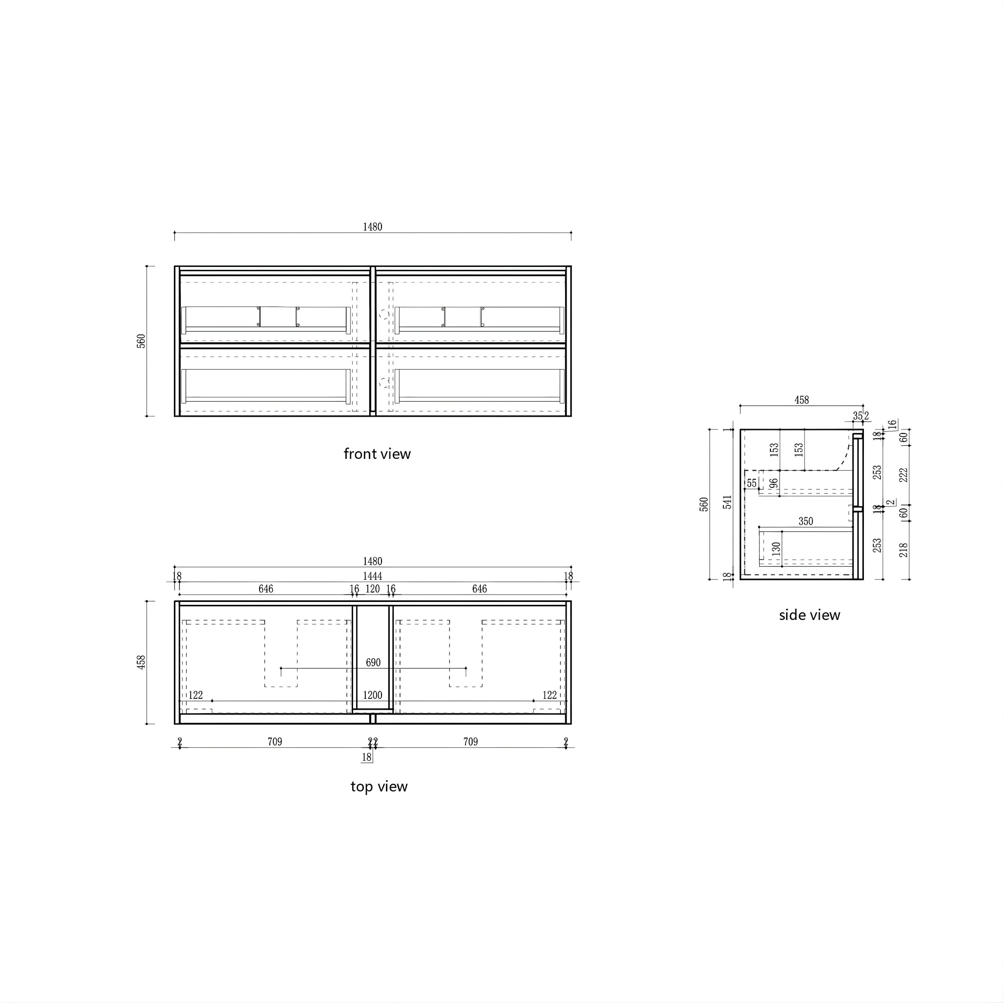 AULIC VENETTA HARVEST OAK 1500MM DOUBLE BOWL FRAMED WALL HUNG VANITY