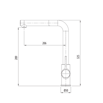 OLIVERI VENICE LEAD FREE PULL OUT RIGHT ANGLE KITCHEN MIXER 325MM MATTE BLACK