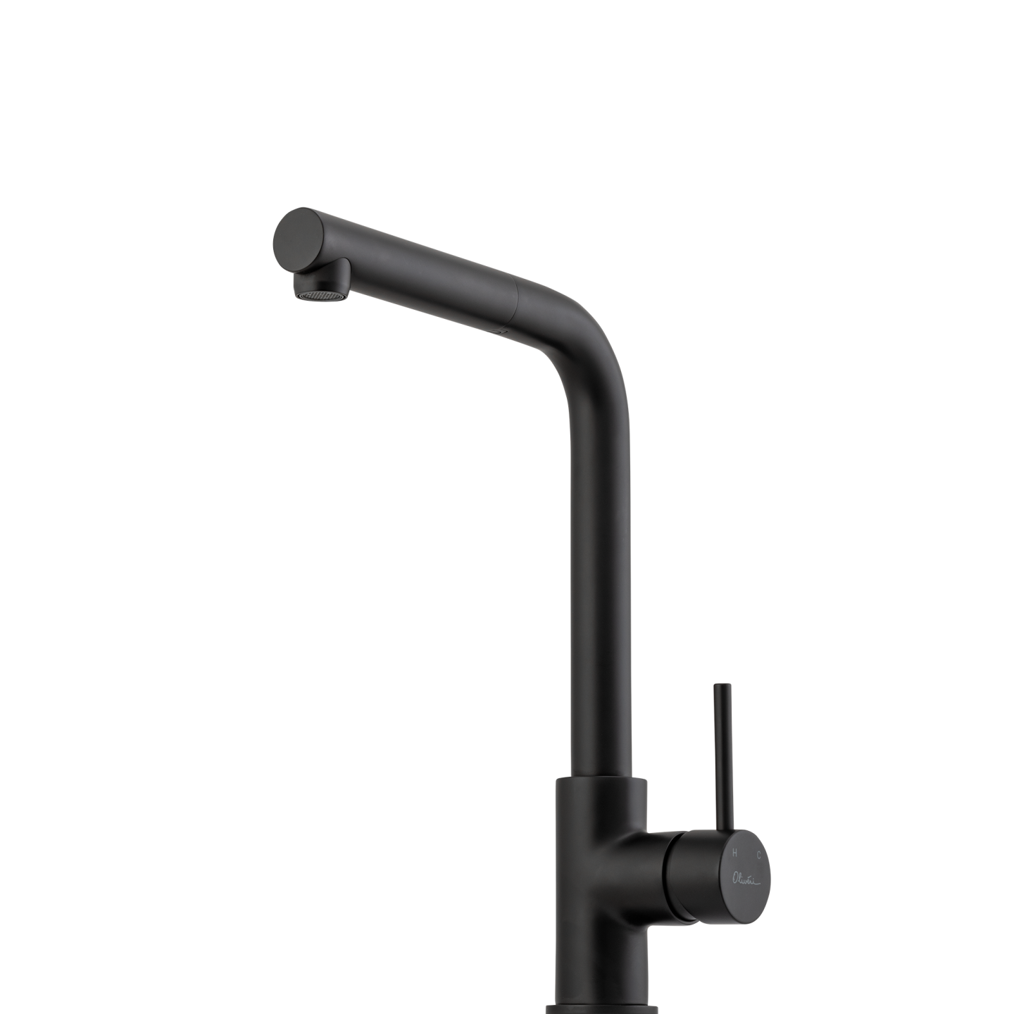 OLIVERI VENICE LEAD FREE PULL OUT RIGHT ANGLE KITCHEN MIXER 325MM MATTE BLACK