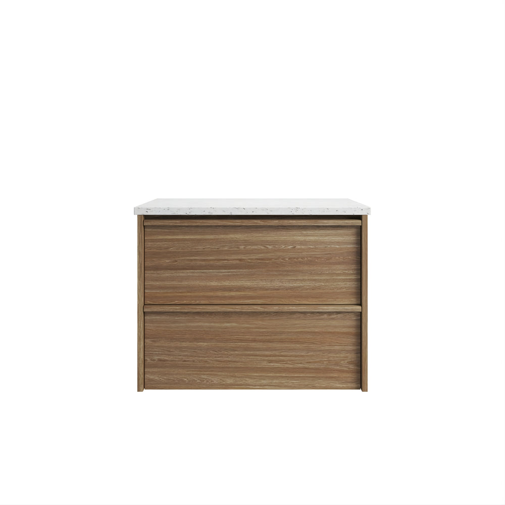AULIC VENETTA HARVEST OAK 750MM SINGLE BOWL FRAMED WALL HUNG VANITY