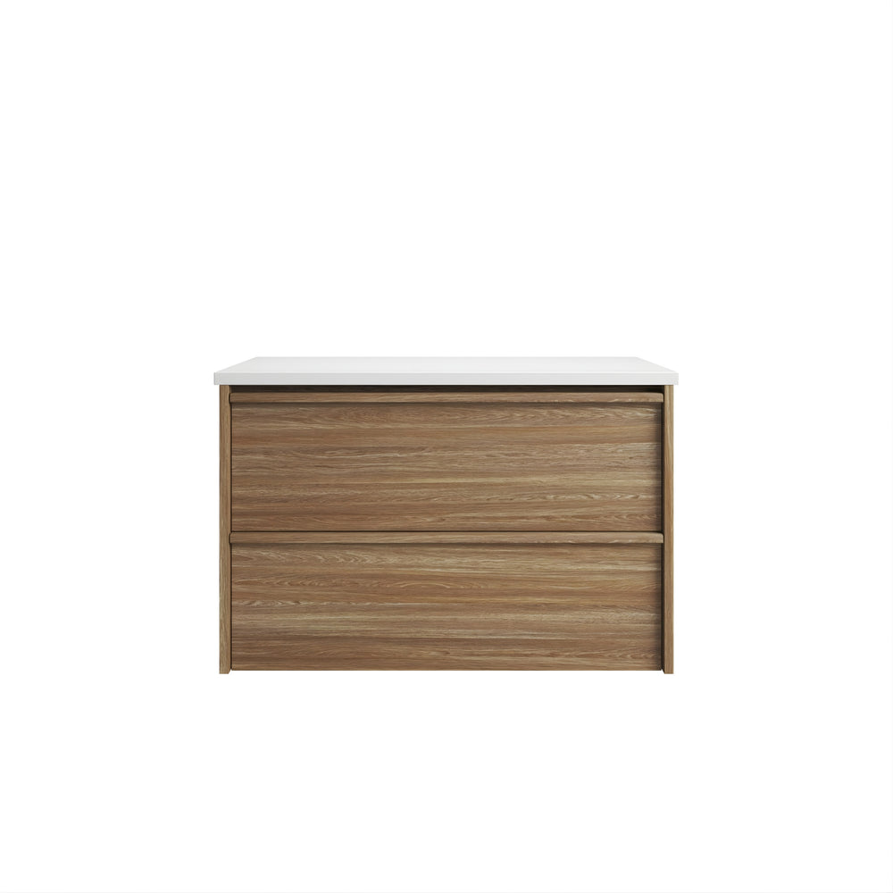 AULIC VENETTA HARVEST OAK 900MM SINGLE BOWL FRAMED WALL HUNG VANITY