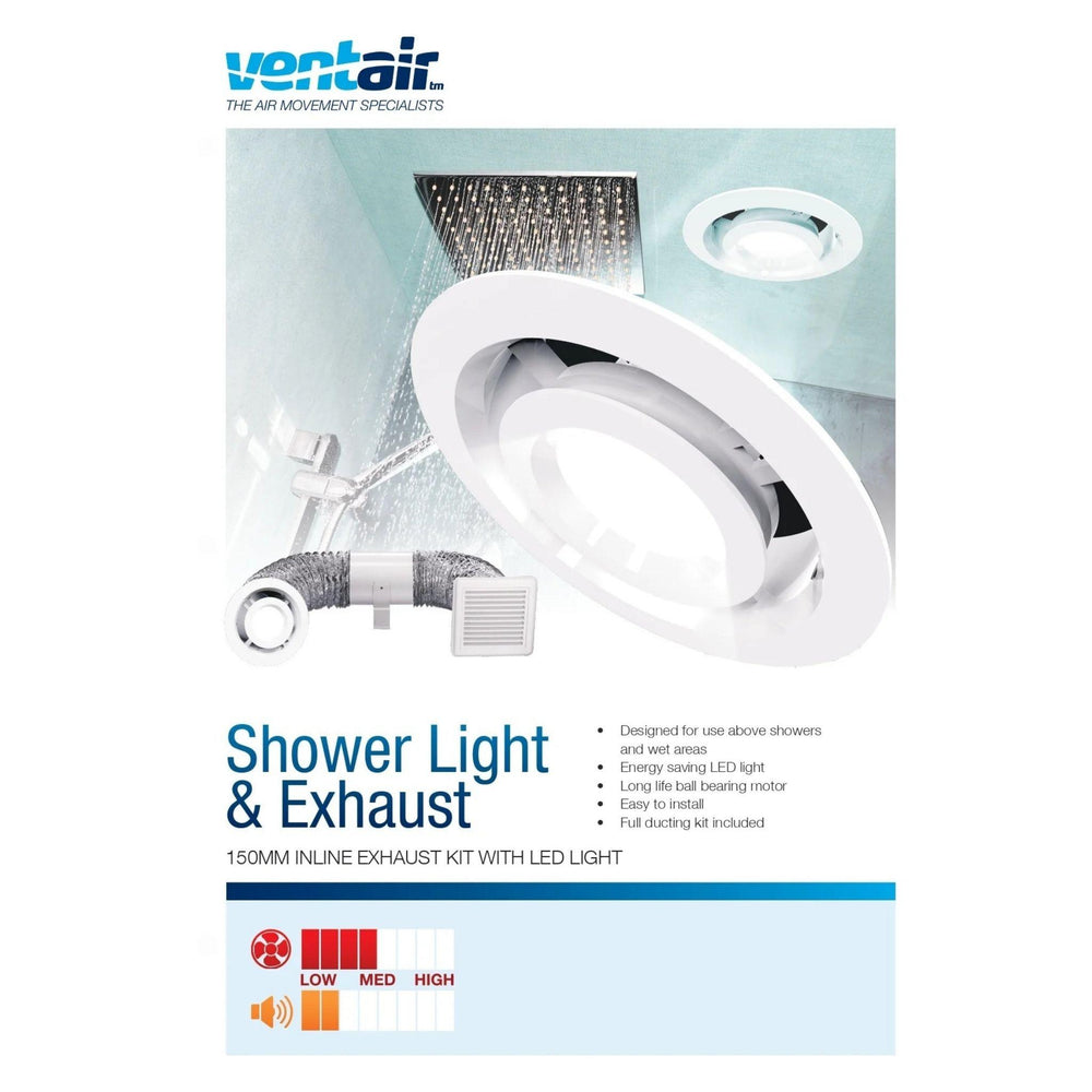 VENTAIR SHOWER LIGHT & EXHAUST KIT WHITE