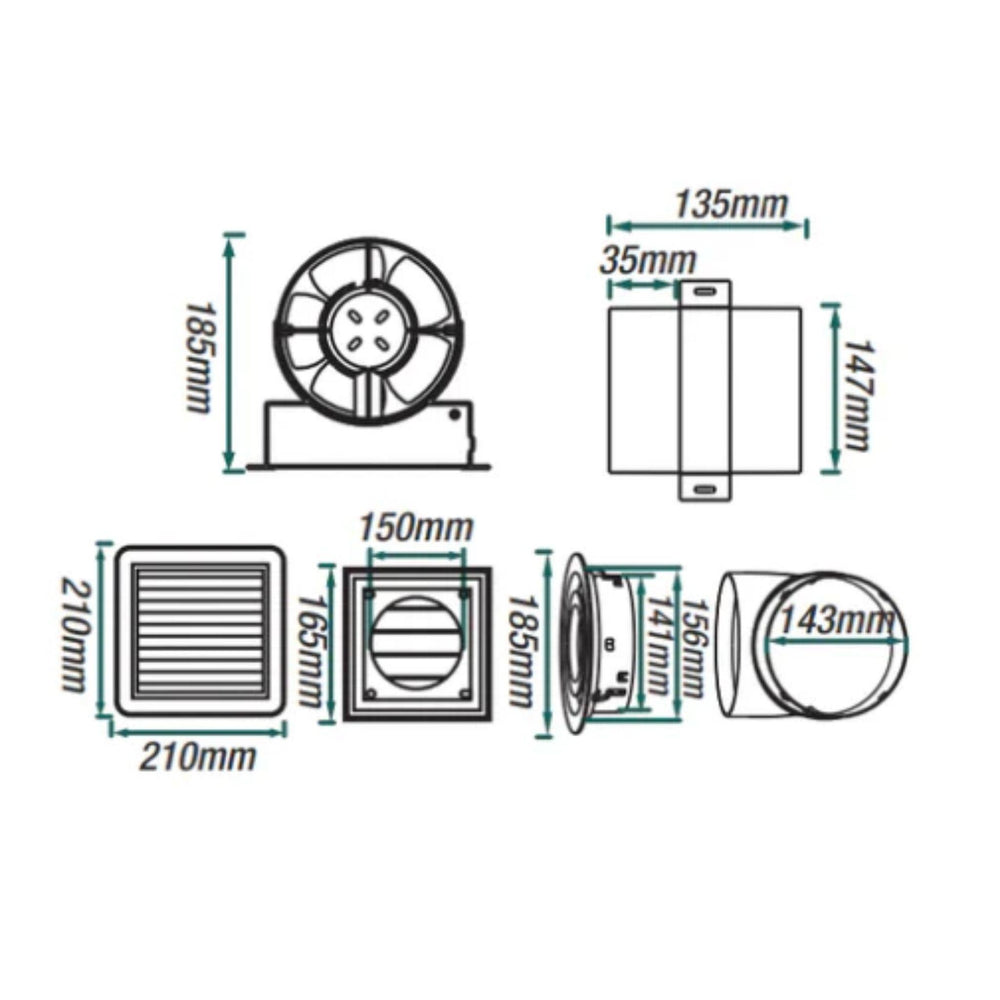 VENTAIR SHOWER LIGHT & EXHAUST KIT WHITE