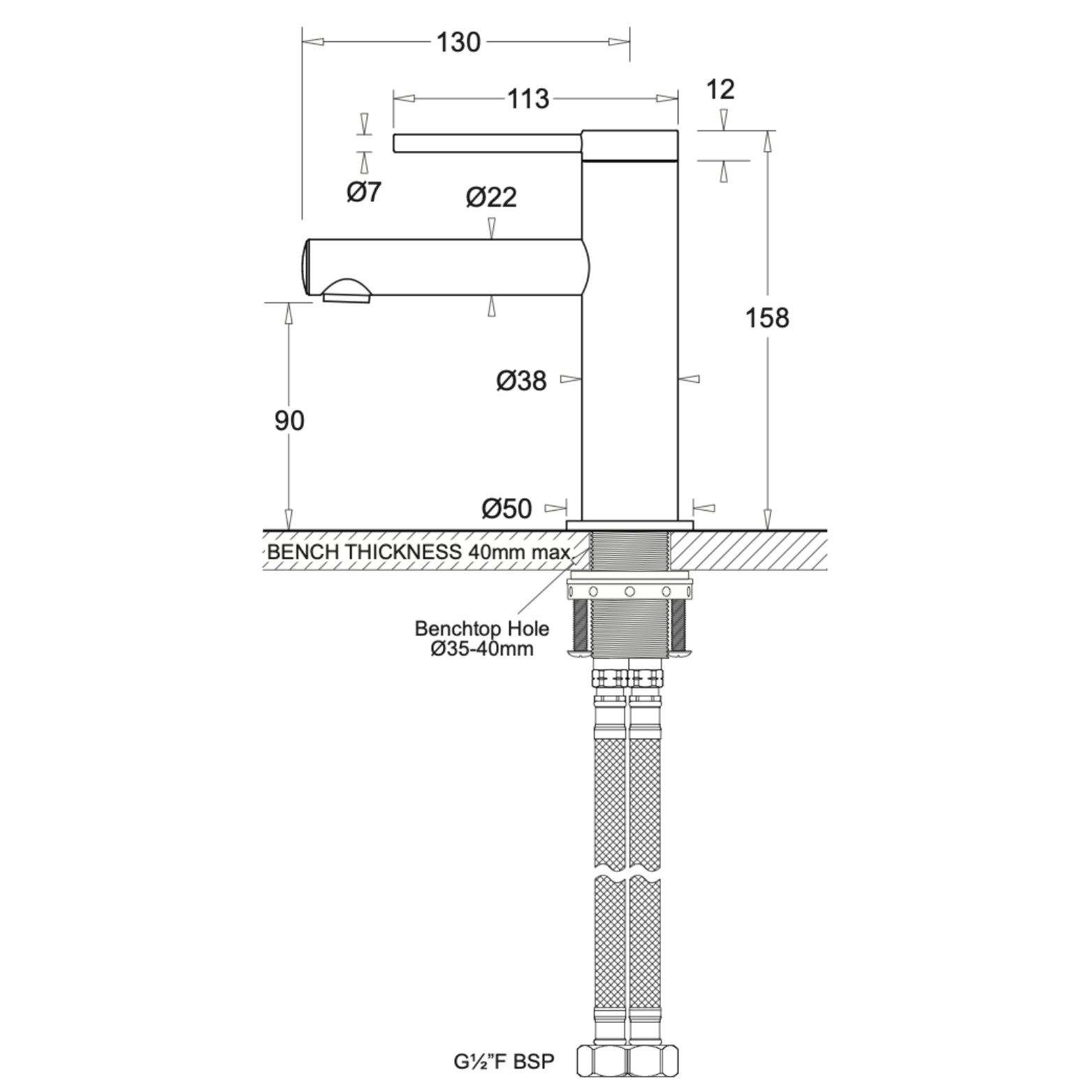 JOHNSON SUISSE VENEZIA LEAD FREE BASIN MIXER 158MM CHROME