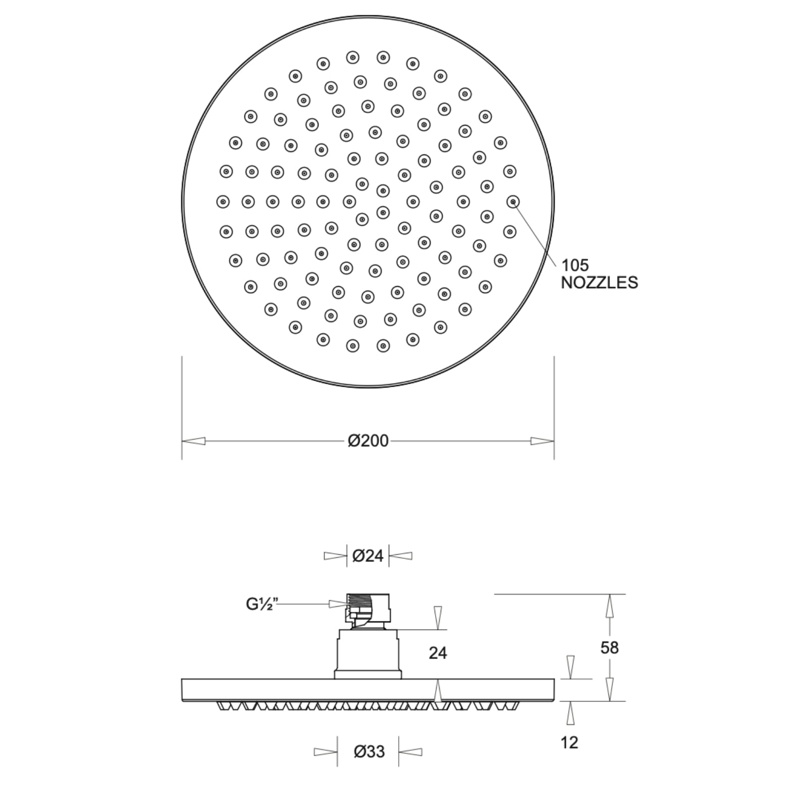 JOHNSON SUISSE VENEZIA OVERHEAD RAIN SHOWER WITH WALL ARM 300MM GUN METAL