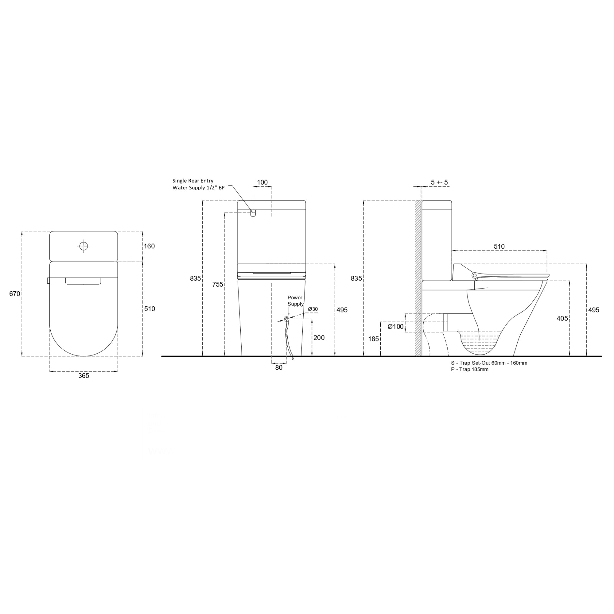 VEROTTI ETERNITY INTELLIGENT BTW TOILET SUITE WITH REMOTE WASHLET PACKAGE GLOSS WHITE