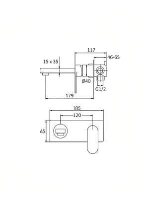 INSPIRE VETTO WALL BASIN MIXER 185MM BRUSHED GOLD