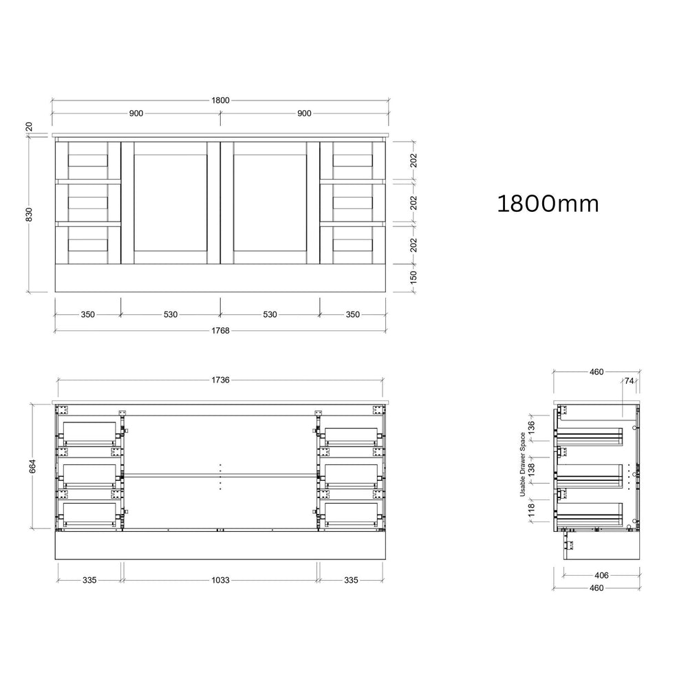 TIMBERLINE VICTORIA CUSTOM FLOOR STANDING VANITY (ALL SIZING)
