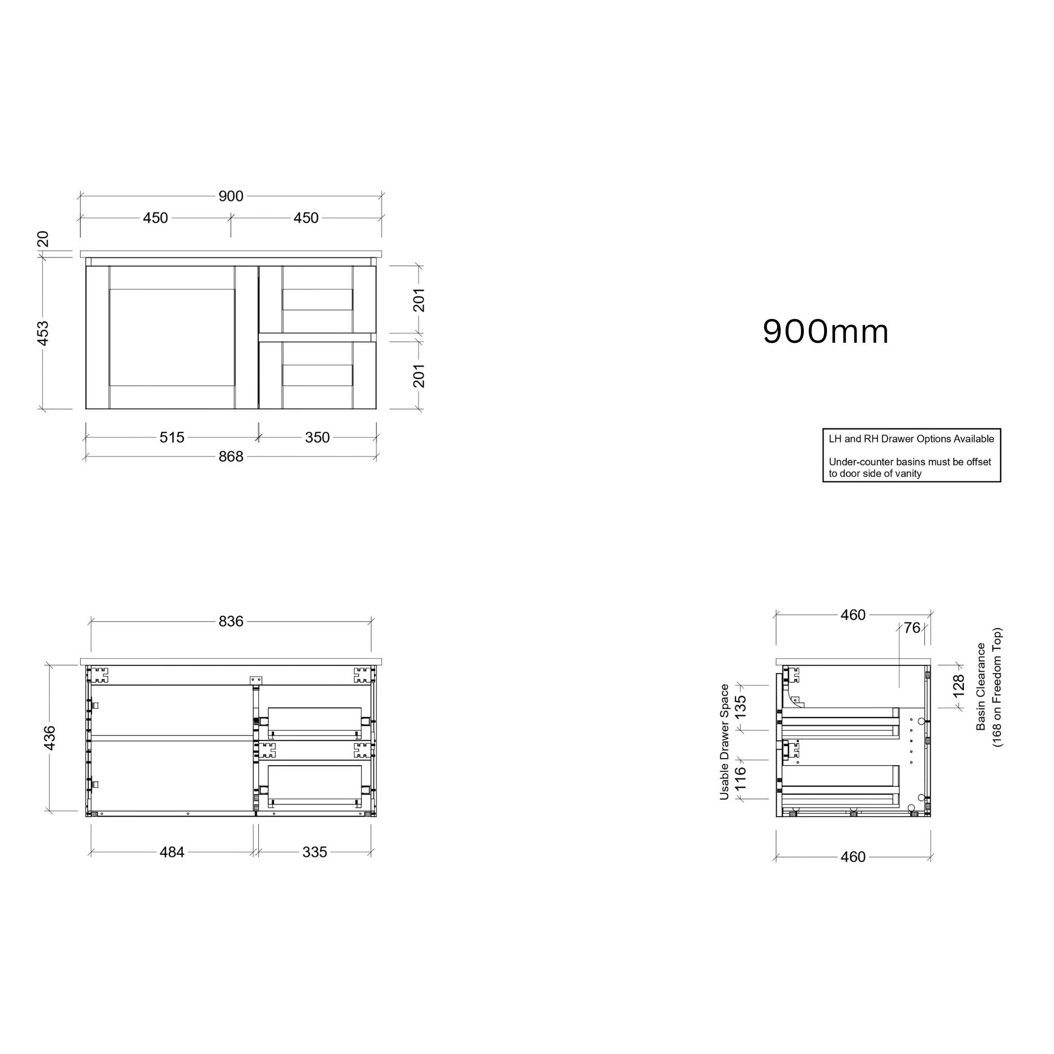 TIMBERLINE VICTORIA CUSTOM WALL HUNG VANITY (ALL SIZING)