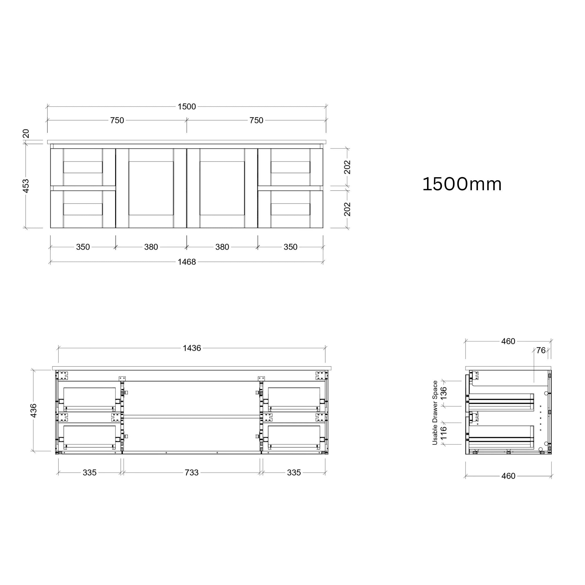 TIMBERLINE VICTORIA CUSTOM WALL HUNG VANITY (ALL SIZING)