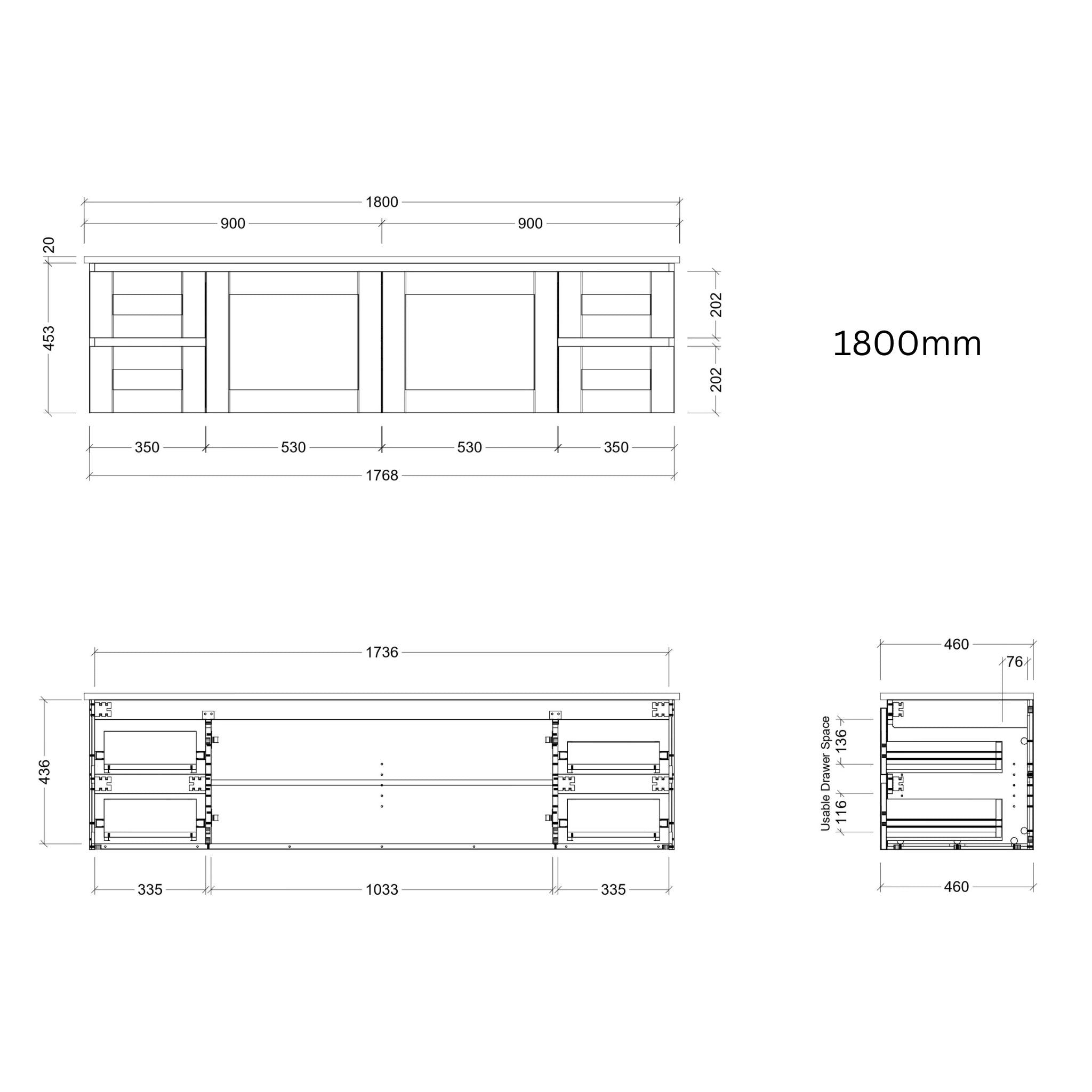 TIMBERLINE VICTORIA CUSTOM WALL HUNG VANITY (ALL SIZING)