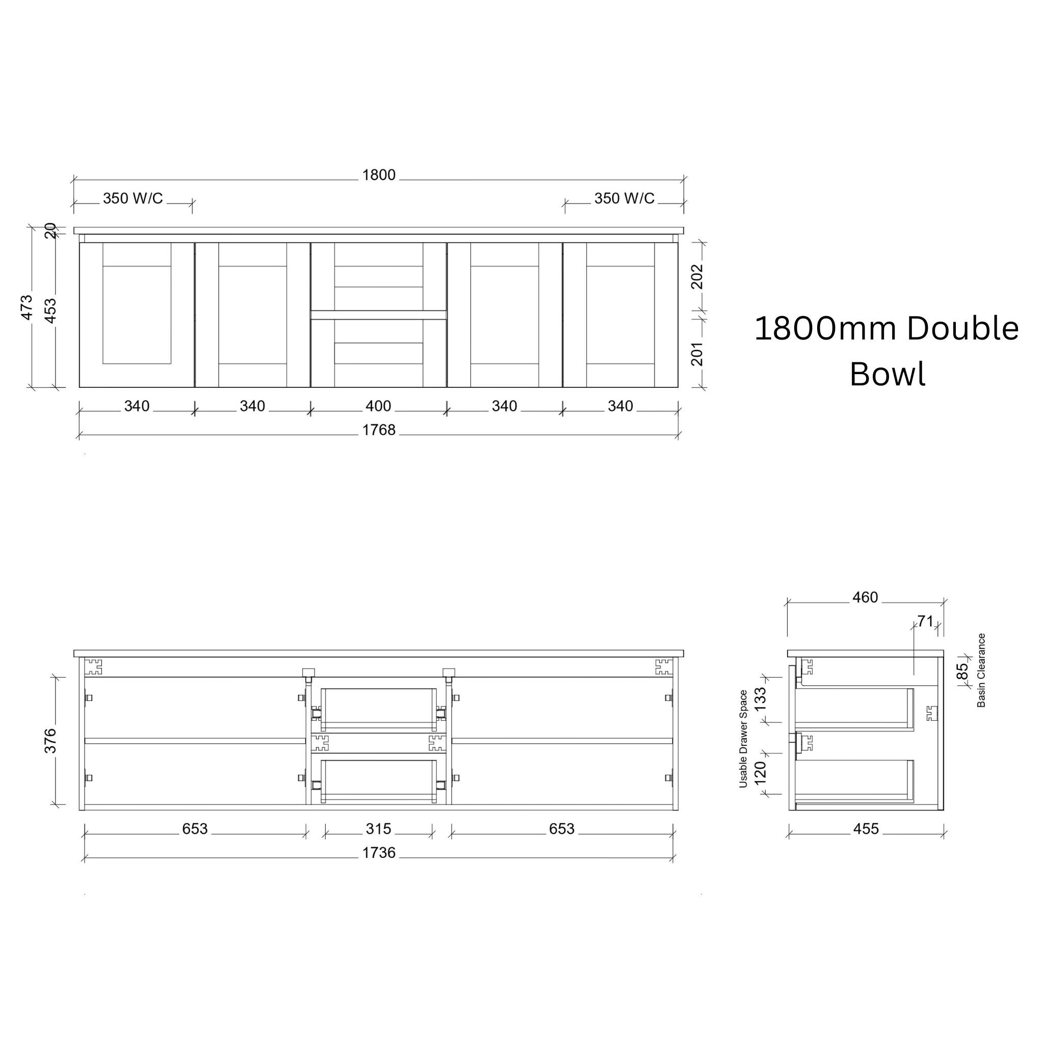 TIMBERLINE VICTORIA CUSTOM WALL HUNG VANITY (ALL SIZING)