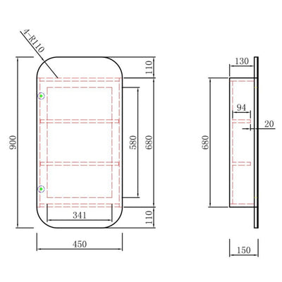 AULIC VIENNA MATTE WHITE SHAVING CABINET 450X900MM
