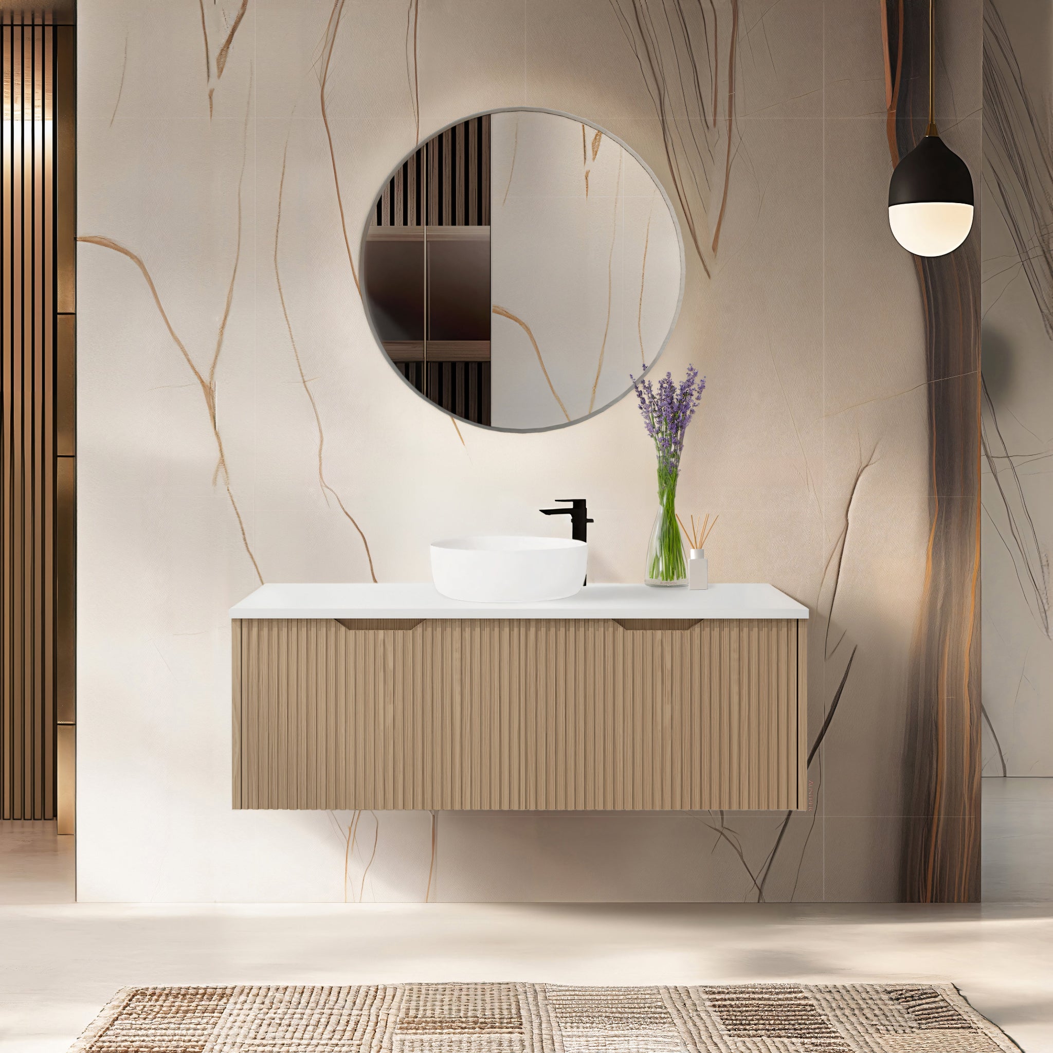 RIVA VIENNA AMERICAN OAK 1200MM SINGLE BOWL WALL HUNG VANITY