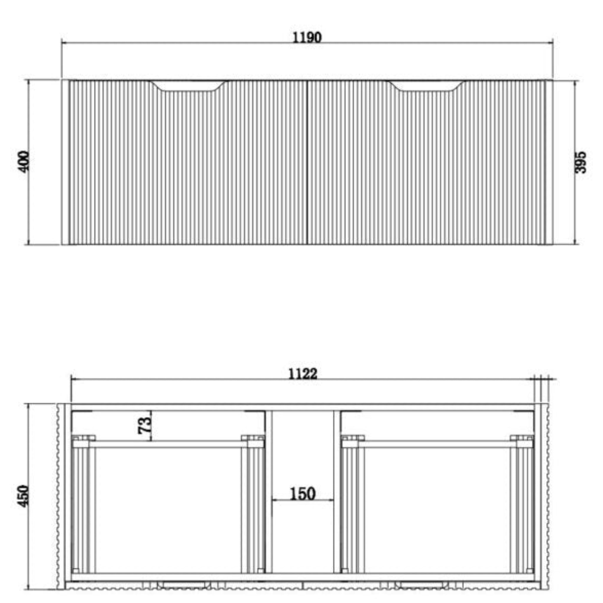 RIVA VIENNA MATTE BLACK 1200MM SINGLE BOWL WALL HUNG VANITY