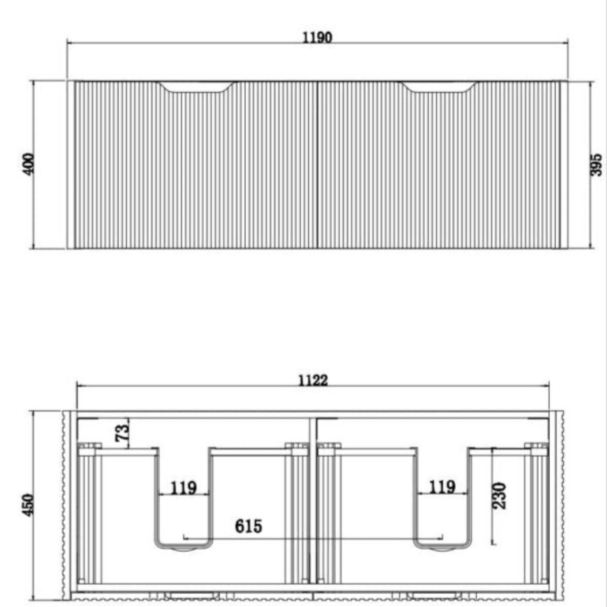 RIVA VIENNA AMERICAN OAK 1200MM DOUBLE BOWL WALL HUNG VANITY