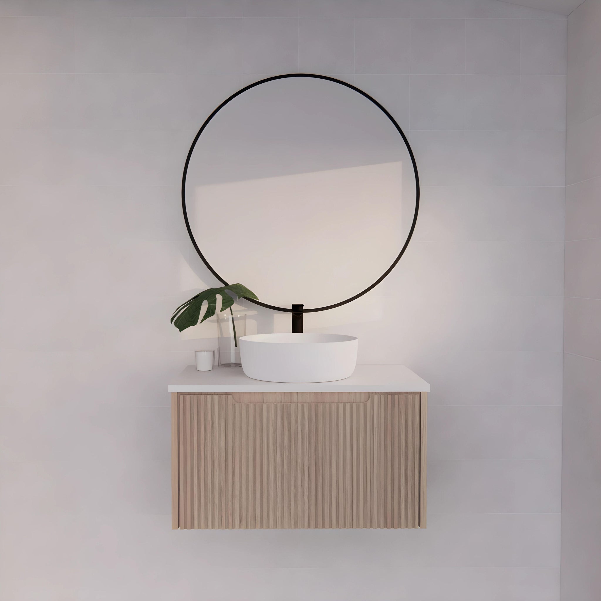 RIVA VIENNA AMERICAN OAK 750MM SINGLE BOWL WALL HUNG VANITY