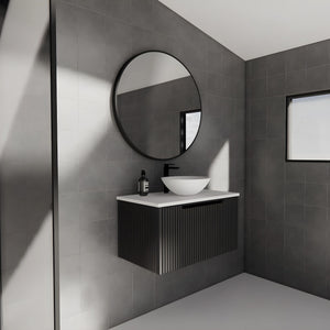 RIVA VIENNA MATTE BLACK 750MM SINGLE BOWL WALL HUNG VANITY