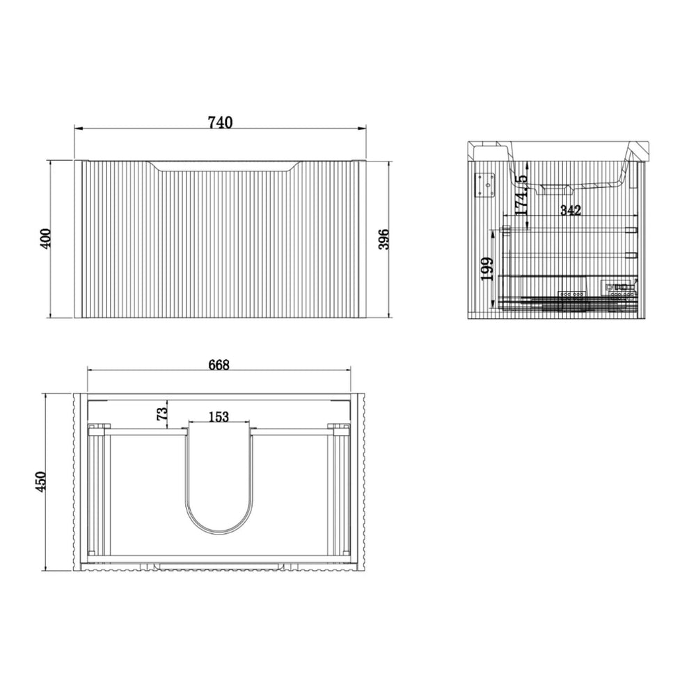 RIVA VIENNA MATTE WHITE 750MM SINGLE BOWL WALL HUNG VANITY