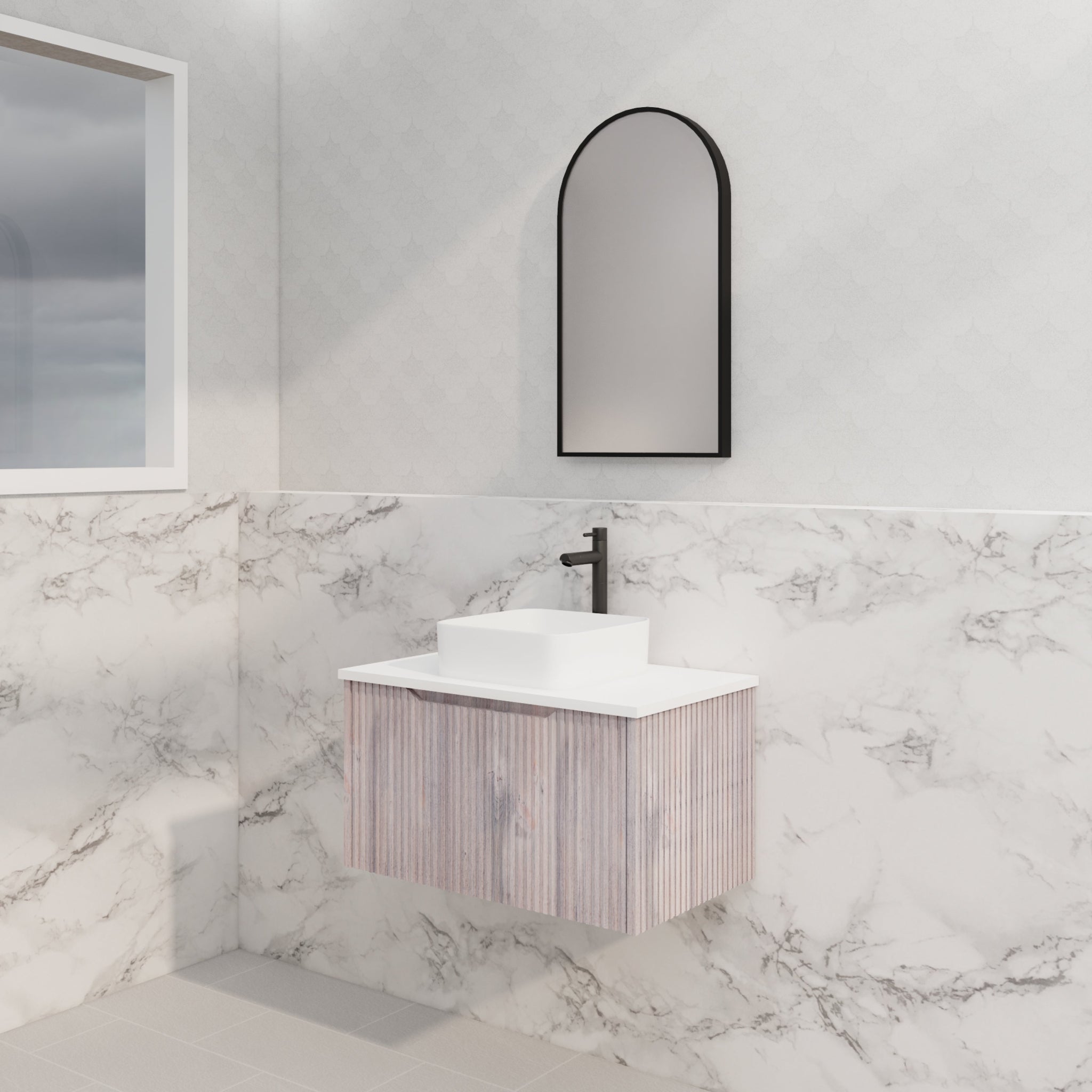 RIVA VIENNA WHITE OAK 750MM SINGLE BOWL WALL HUNG VANITY