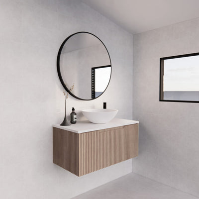 RIVA VIENNA AMERICAN OAK 900MM SINGLE BOWL WALL HUNG VANITY