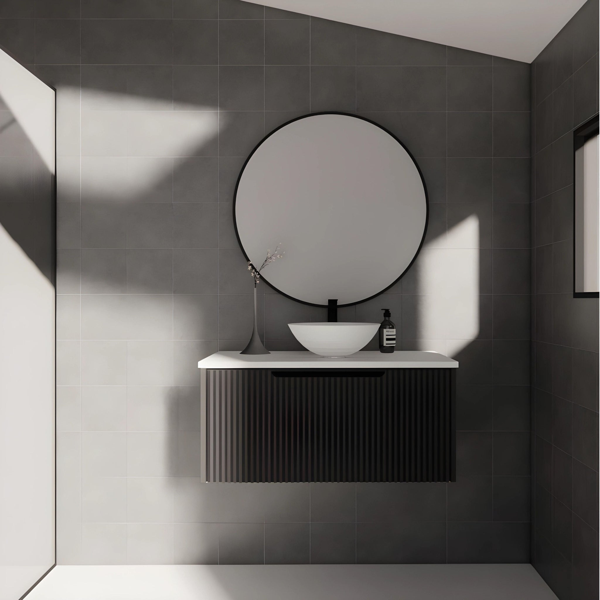RIVA VIENNA MATTE BLACK 900MM SINGLE BOWL WALL HUNG VANITY