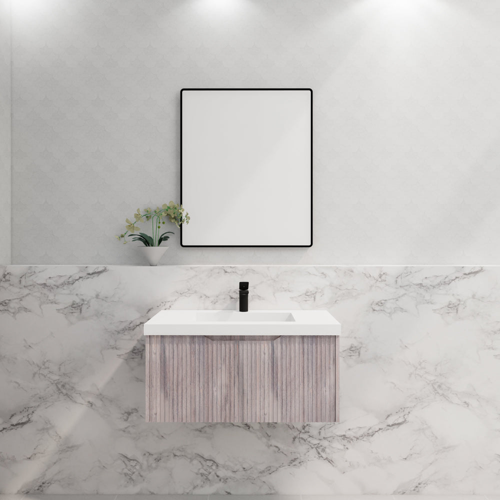 RIVA VIENNA WHITE OAK 900MM SINGLE BOWL WALL HUNG VANITY