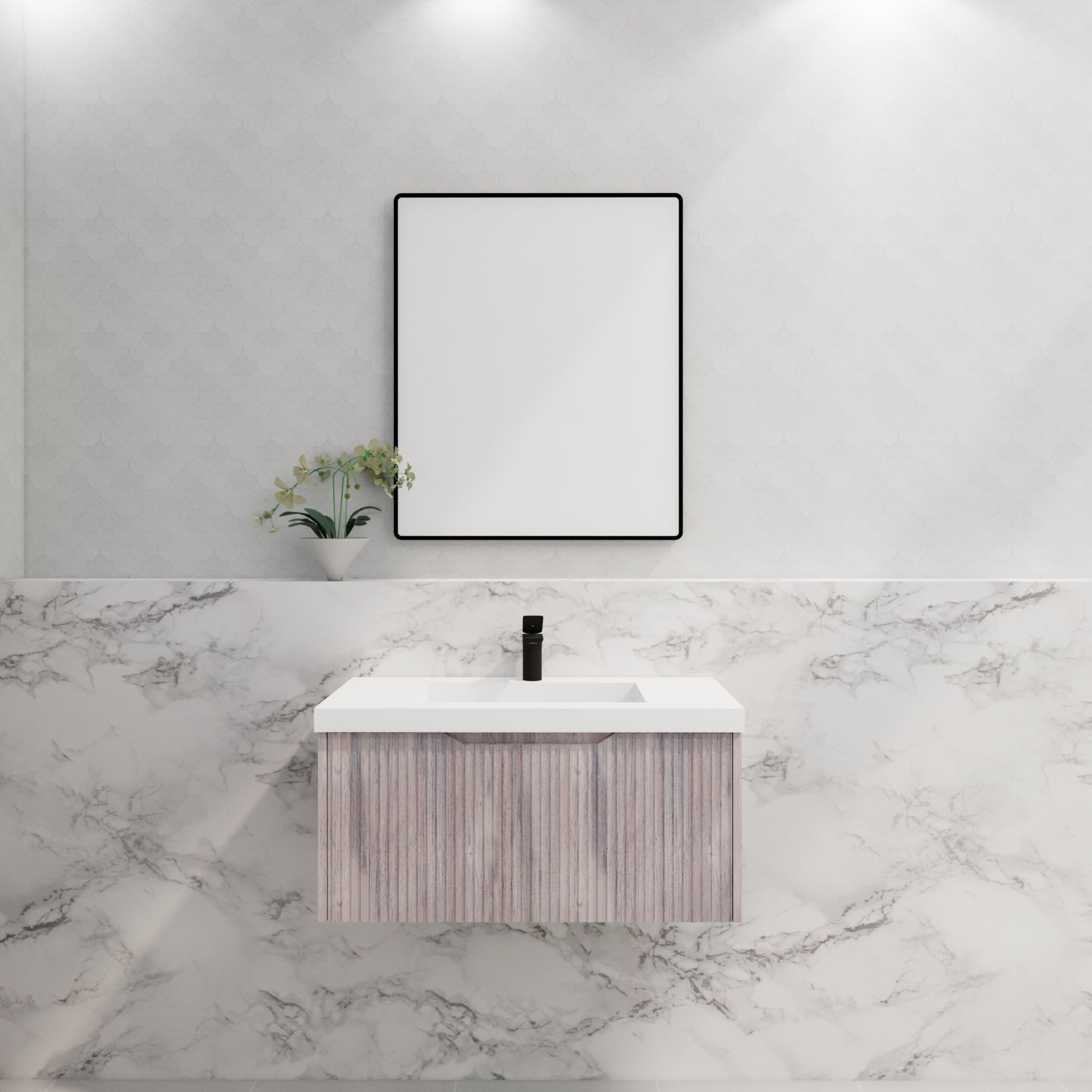 RIVA VIENNA WHITE OAK 900MM SINGLE BOWL WALL HUNG VANITY