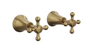 LINSOL VINTAGE CROSS HANDLE WALL TOP ASSEMBLIES BRUSHED BRASS