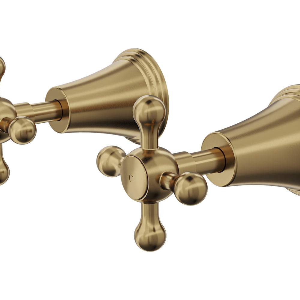 LINSOL VINTAGE CROSS HANDLE WALL TOP ASSEMBLIES BRUSHED BRASS