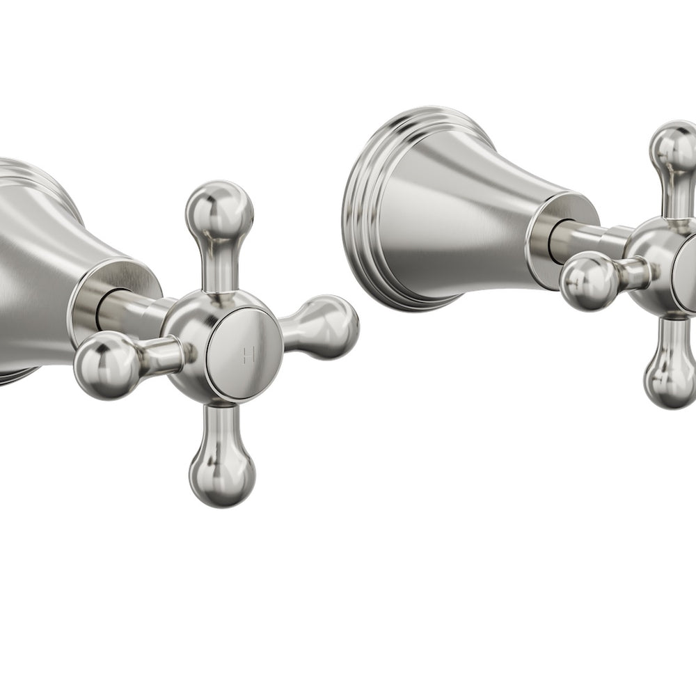 LINSOL VINTAGE CROSS HANDLE WALL TOP ASSEMBLIES BRUSHED NICKEL