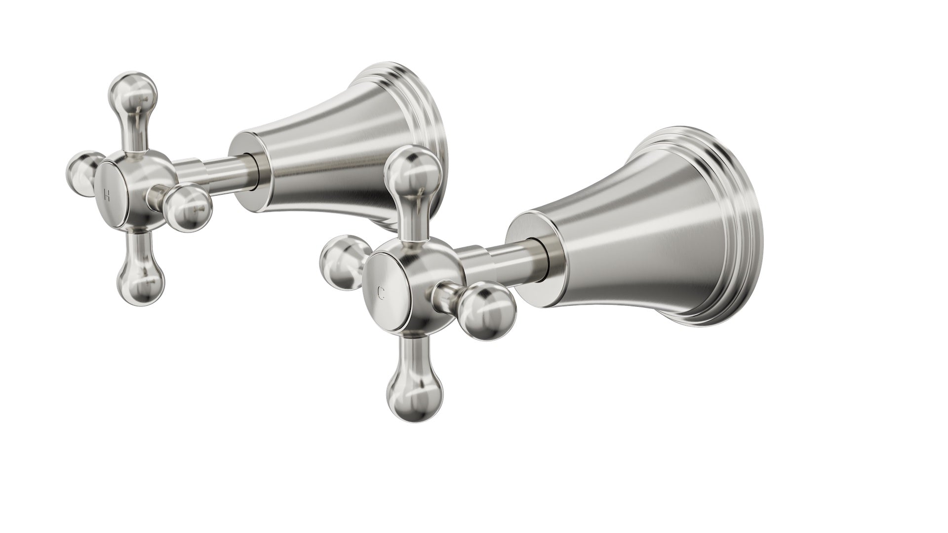 LINSOL VINTAGE CROSS HANDLE WALL TOP ASSEMBLIES BRUSHED NICKEL